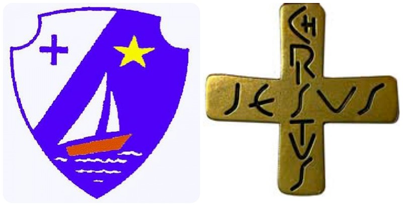 Escudo del Colegio La Asunción de Ponferrada y cruz de las religiosas de la congregación
